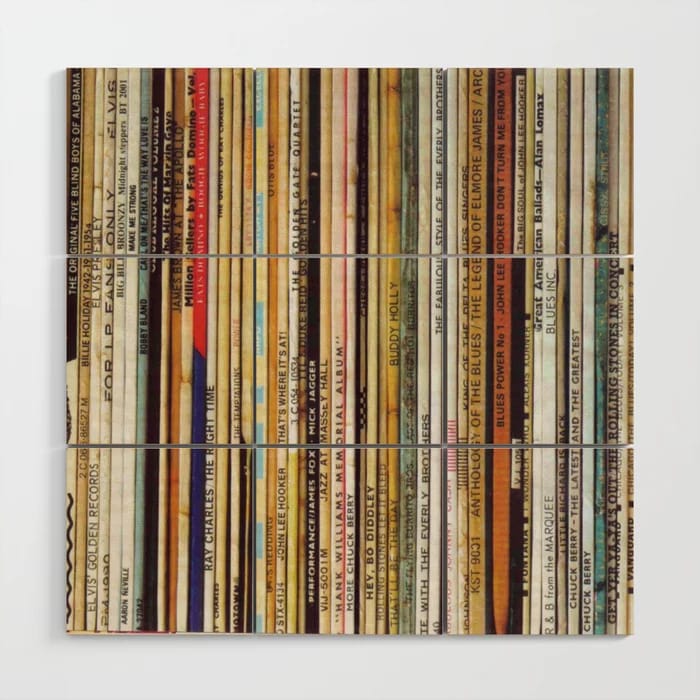 Old Vinyl Records Wood Wall Art