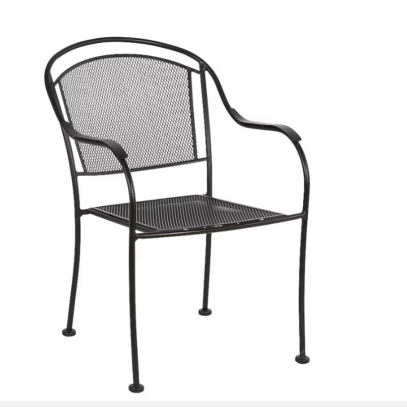 Stackable Black Steel Frame Stationary Dining Chair