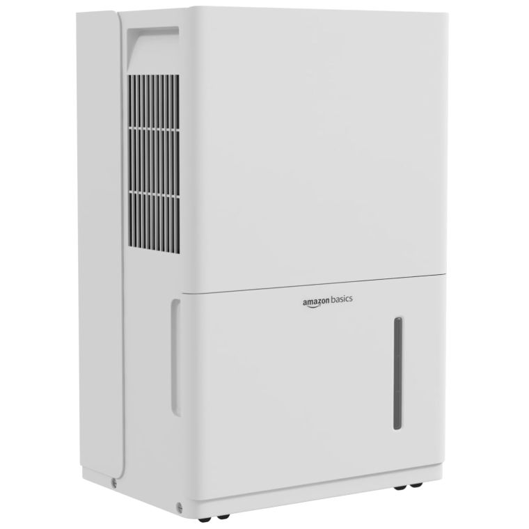 Amazon Basics Dehumidifier with Drain Pump, 50-Pint, Energy Star Certified, for Basement, Bathroom and Other Rooms Up to 4000 SFT, with Timer, auto-defrost, Overflow Protection, White
