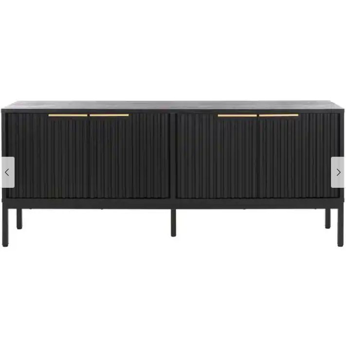 SAFAVIEH Lylia 4-Door Entertainment Media Stand (Fits up to 65" Flatscreen TV) - 60.8 in. x 17.7 in. x 24.6 in. - Black/Black