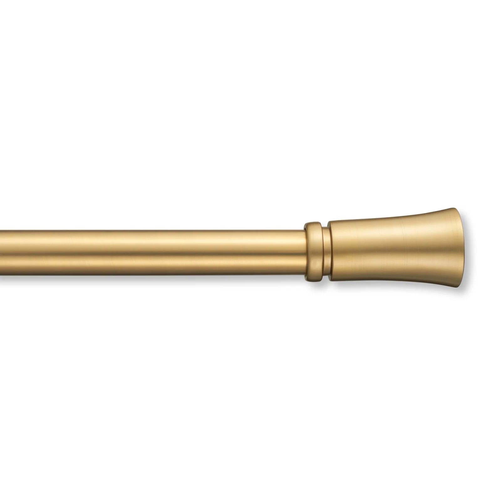 Mode Premium Collection 1 in Diameter Curtain Rod Set with Fluted Cylinder Finials and Steel Wall Mounted Adjustable Rod, Brushed Gold