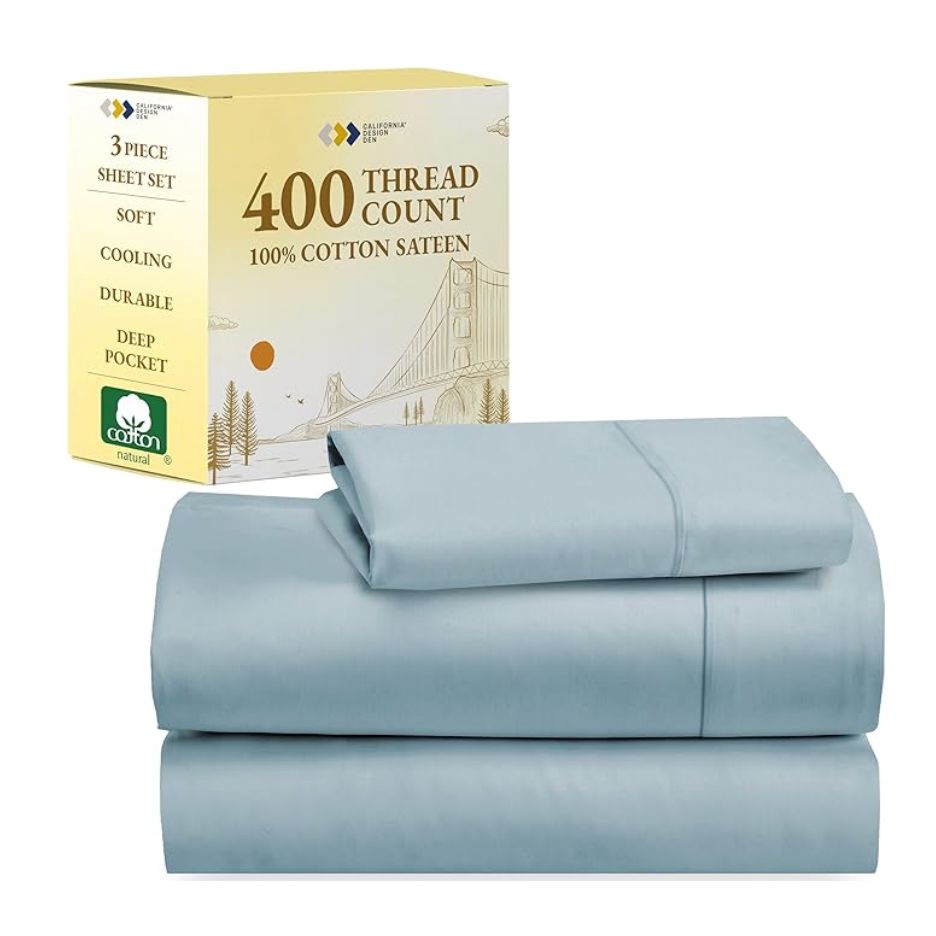 California Design Den Soft Twin Sheets Set - 400 Thread Count Sateen