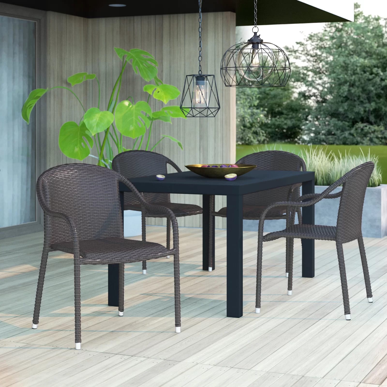 Janaysha Outdoor Stacking Dining Armchair (Set of 4)