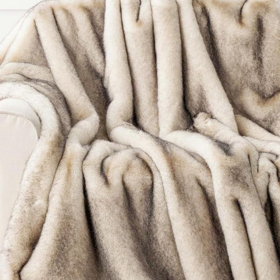 BATTILO HOME Luxury Fluffy Faux Fur Throw Blanket, Cozy Warm Fur Blanket for Couch Sofa, Plush Fuzzy Fur Throws with Long Pile & Brushed Tips, 60"x80"