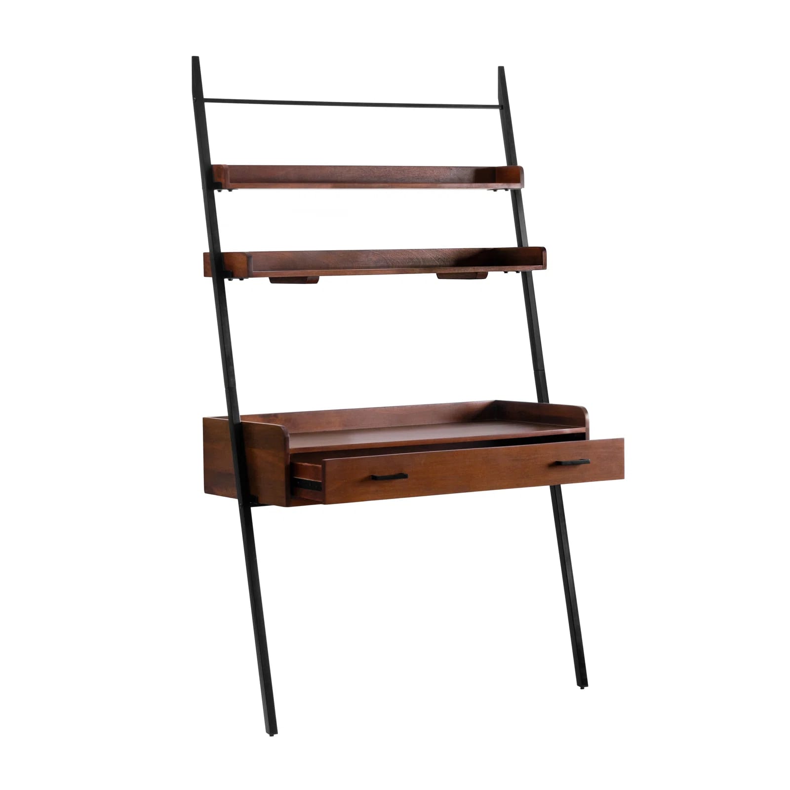 Innes Solid Wood Top Metal Base Leaning / Ladder Desk