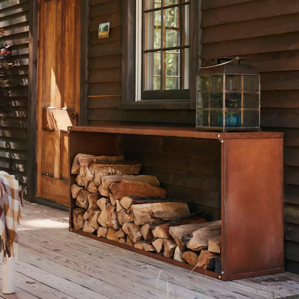 Weathering Steel Rectangle Log Holder