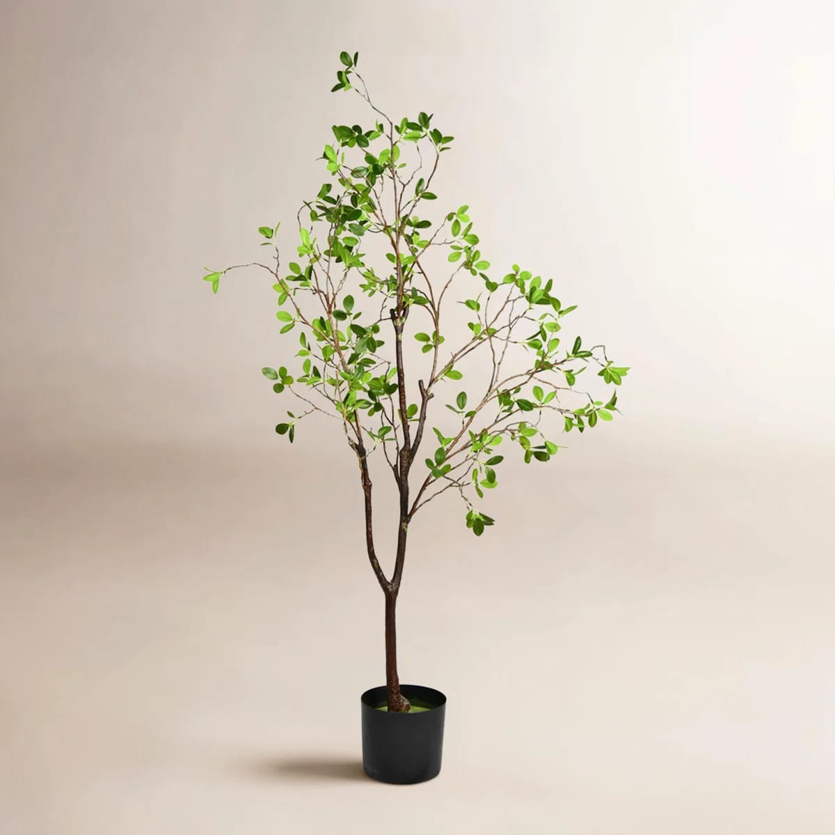 Artificial Potted Milan Leaf Tree in Black Planters Pot.
