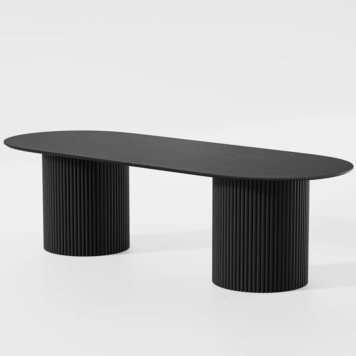 86" Wood Oval Pedestal Base Dining Table Kitchen Table For 10