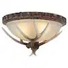 16.5 in. 3-Light Antique Colors Vintage Resin Antler Round Flush Mount Ceiling Light with Glass Lampshade