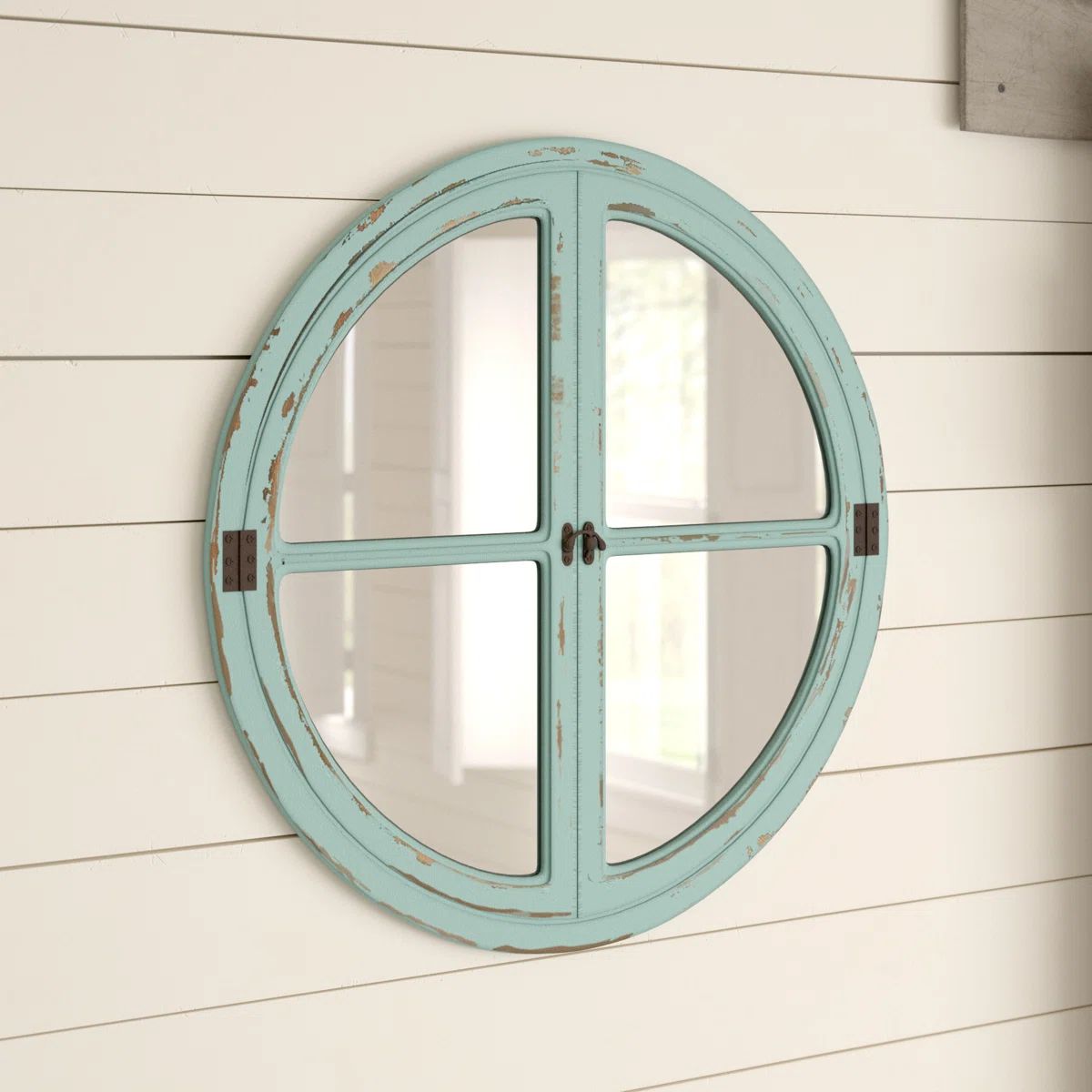 August Grove Siemering Round Window Sea Wall Mirror