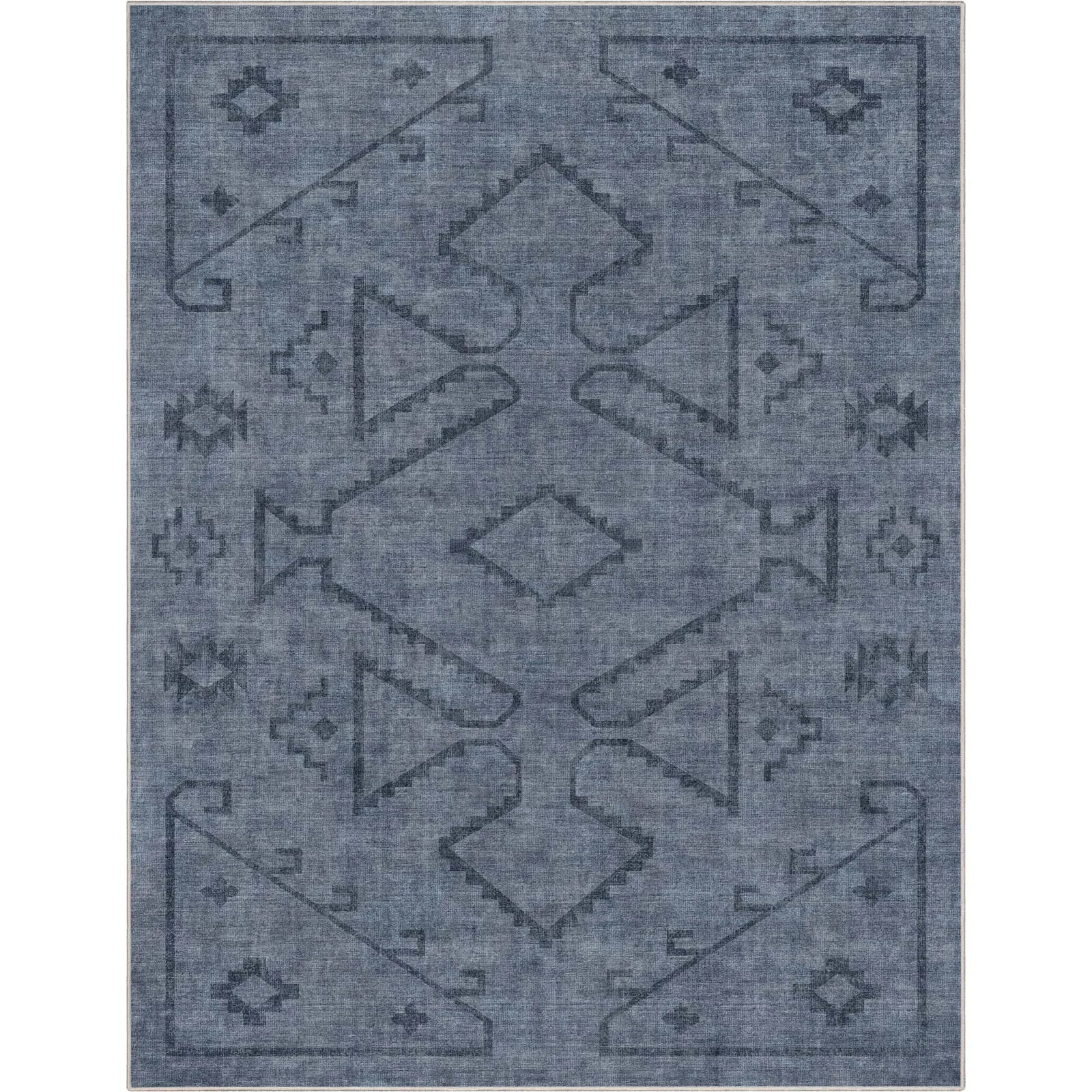 Well Woven Apollo Bottineau Distressed Southwestern Navy Blue Flat-Weave Rug