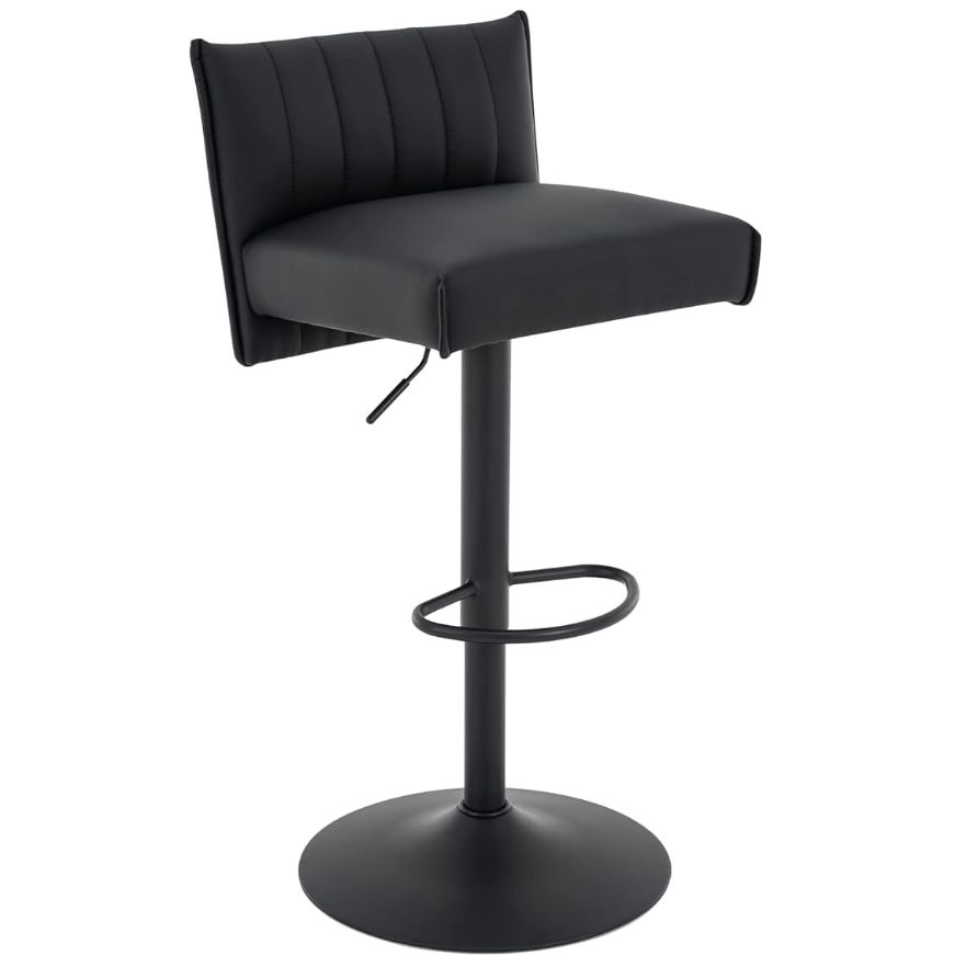 Brage Living Bar Stool, Couch Spring Seat, Adjustable Swivel PU Leather Barstool with Low Back