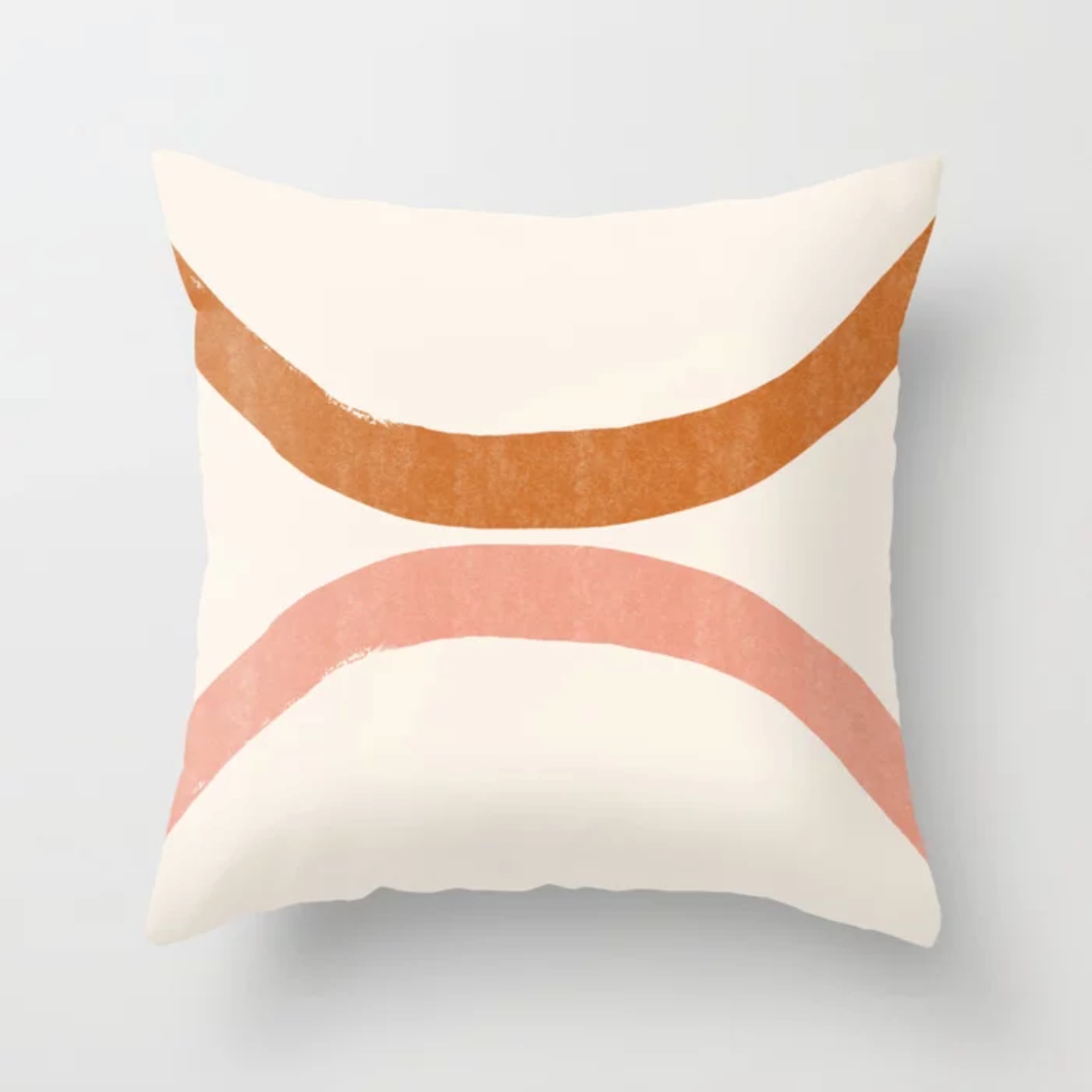 Terracotta Mid Century Abstract Rainbow Arches Throw Pillow