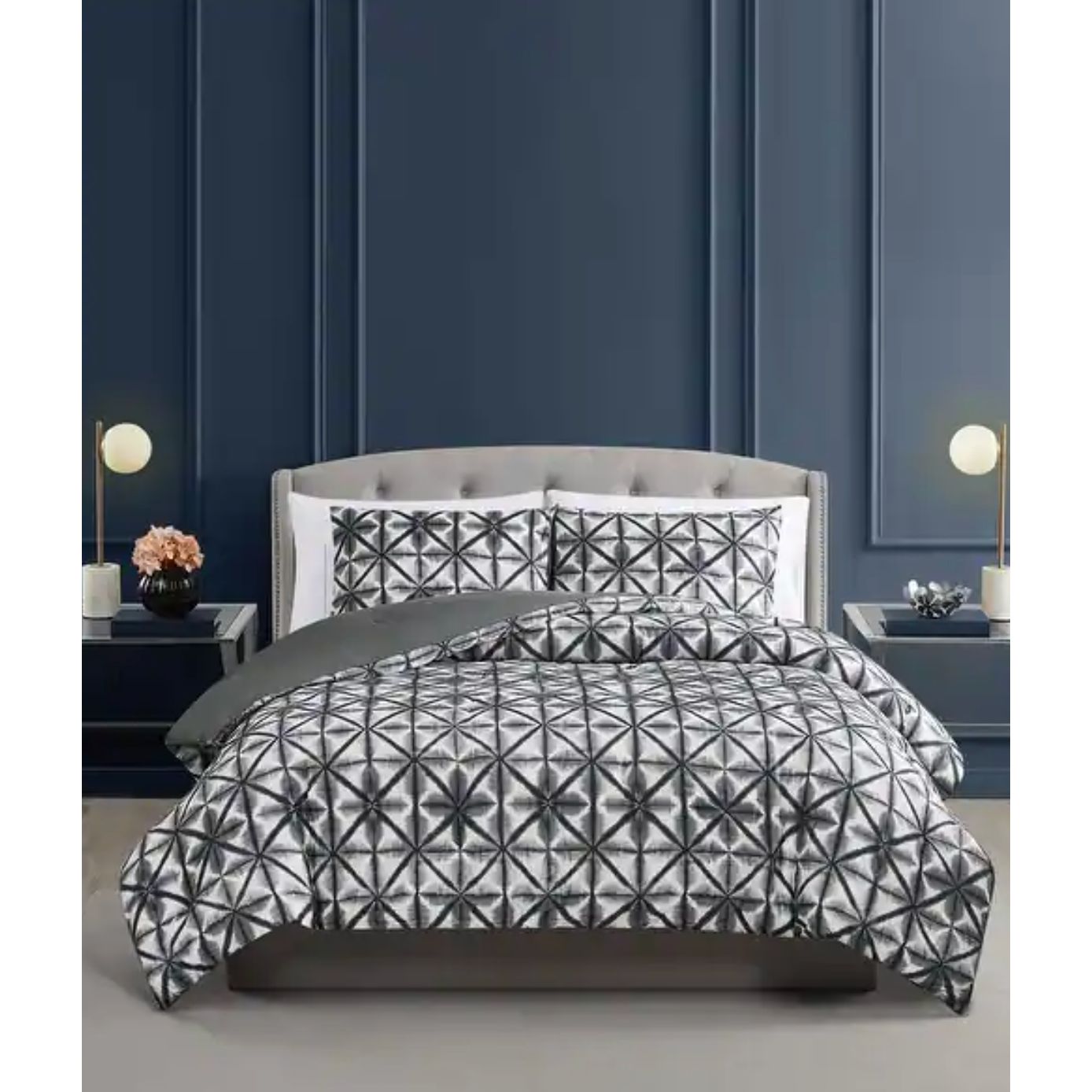  preview thumbnail 1 of 1, Vince Camuto Classic Shibori 3 Piece Comforter Set preview thumbnail 2 of 1, Vince Camuto Classic Shibori 3 Piece Comforter Set preview thumbnail 3 of 1, Vince Camuto Classic Shibori 3 Piece Comforter Set Full - Queen Vince Camuto Classic Shibori 3 Piece Comforter Set