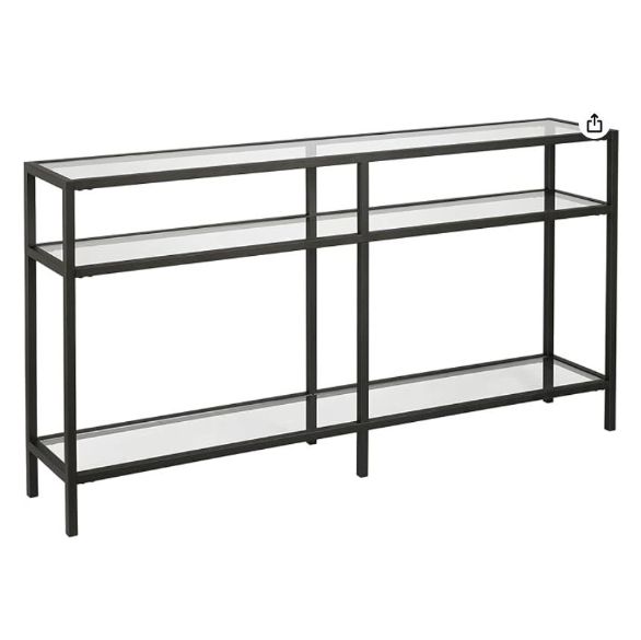 Henn&Hart 55" Wide Rectangular Console Table in Blackened Bronze, Entryway Table, Accent Table for Living Room, Hallway