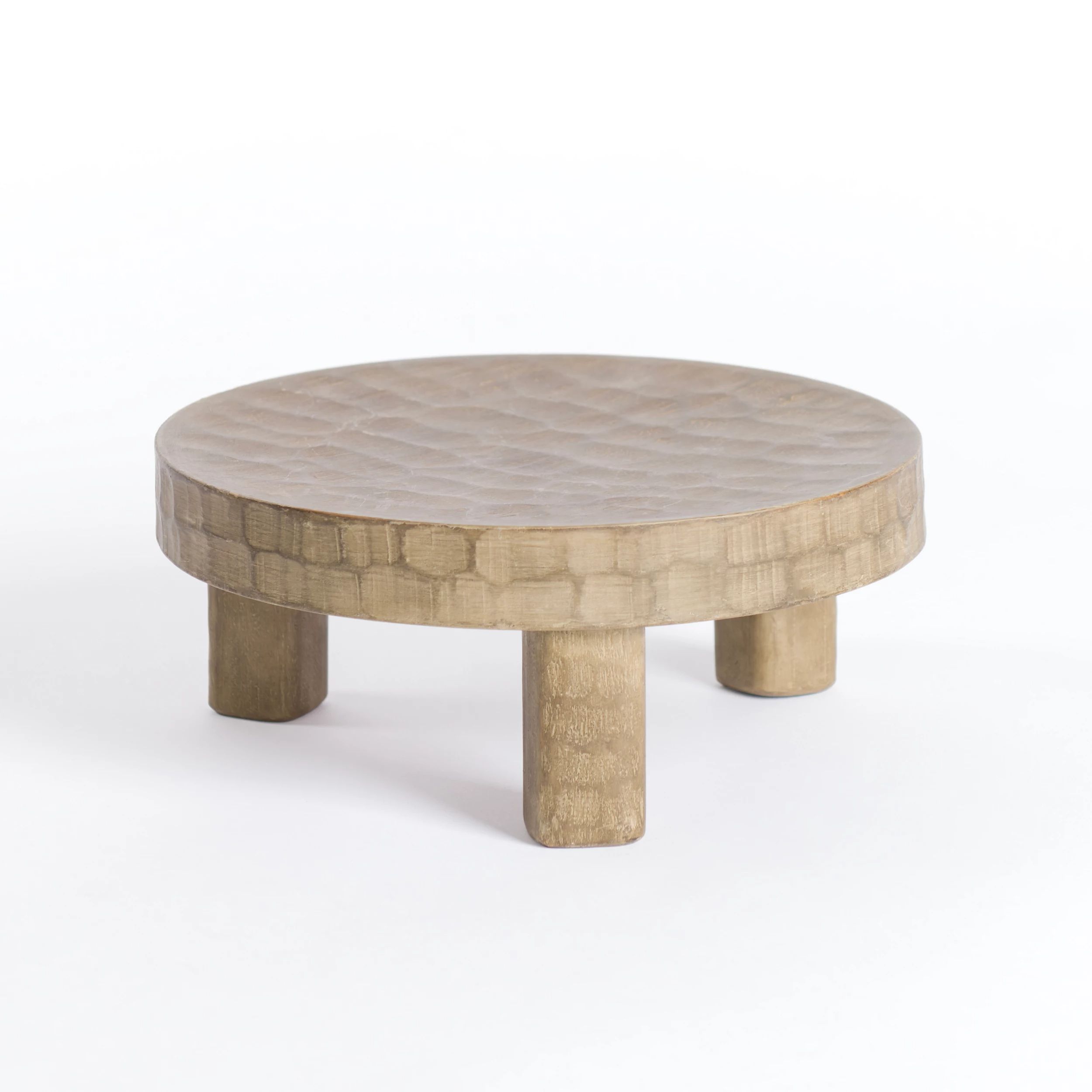 Graywash Mango Wood Round Riser | Kirklands Home