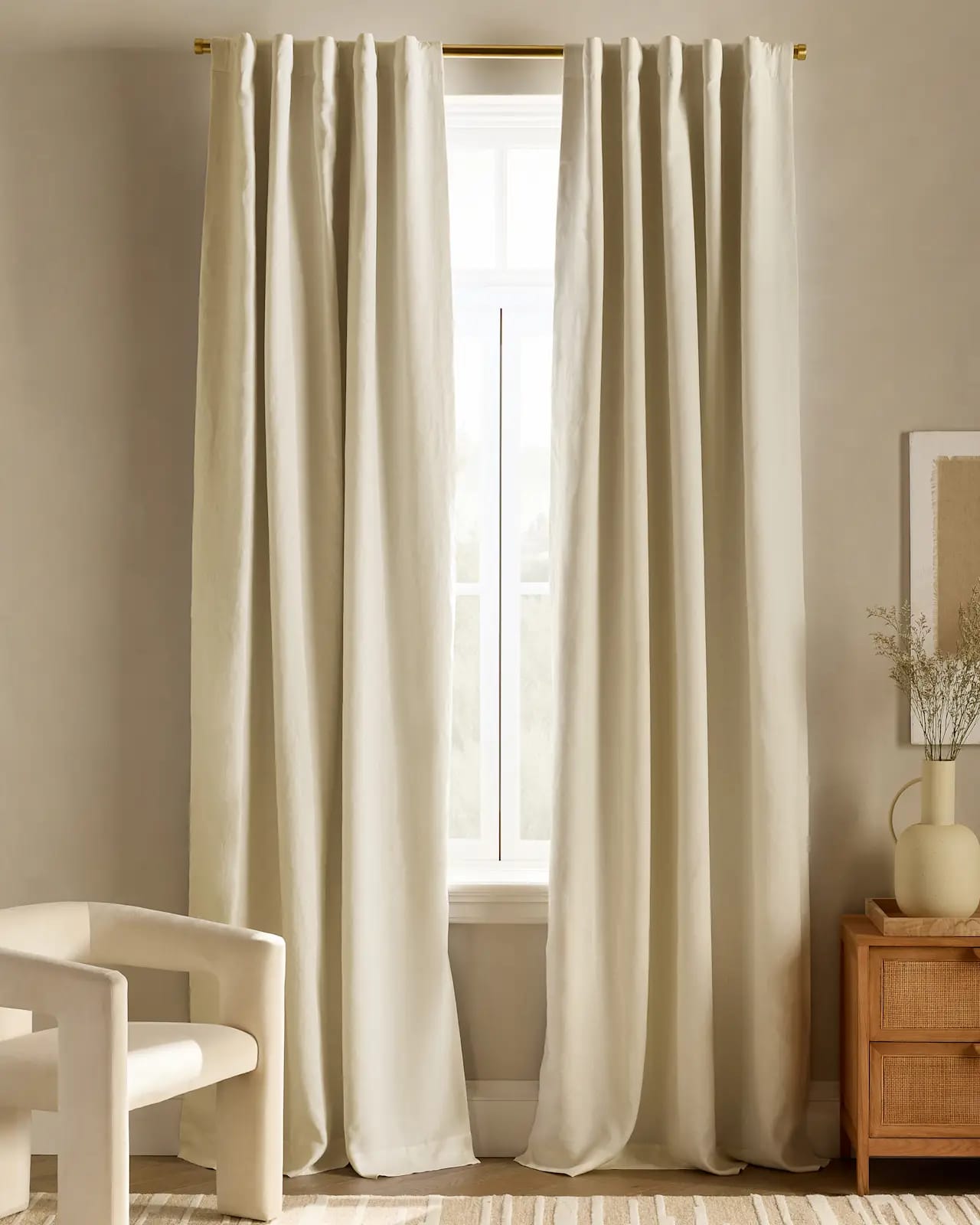 European Linen Room Darkening Curtain - Single Panel