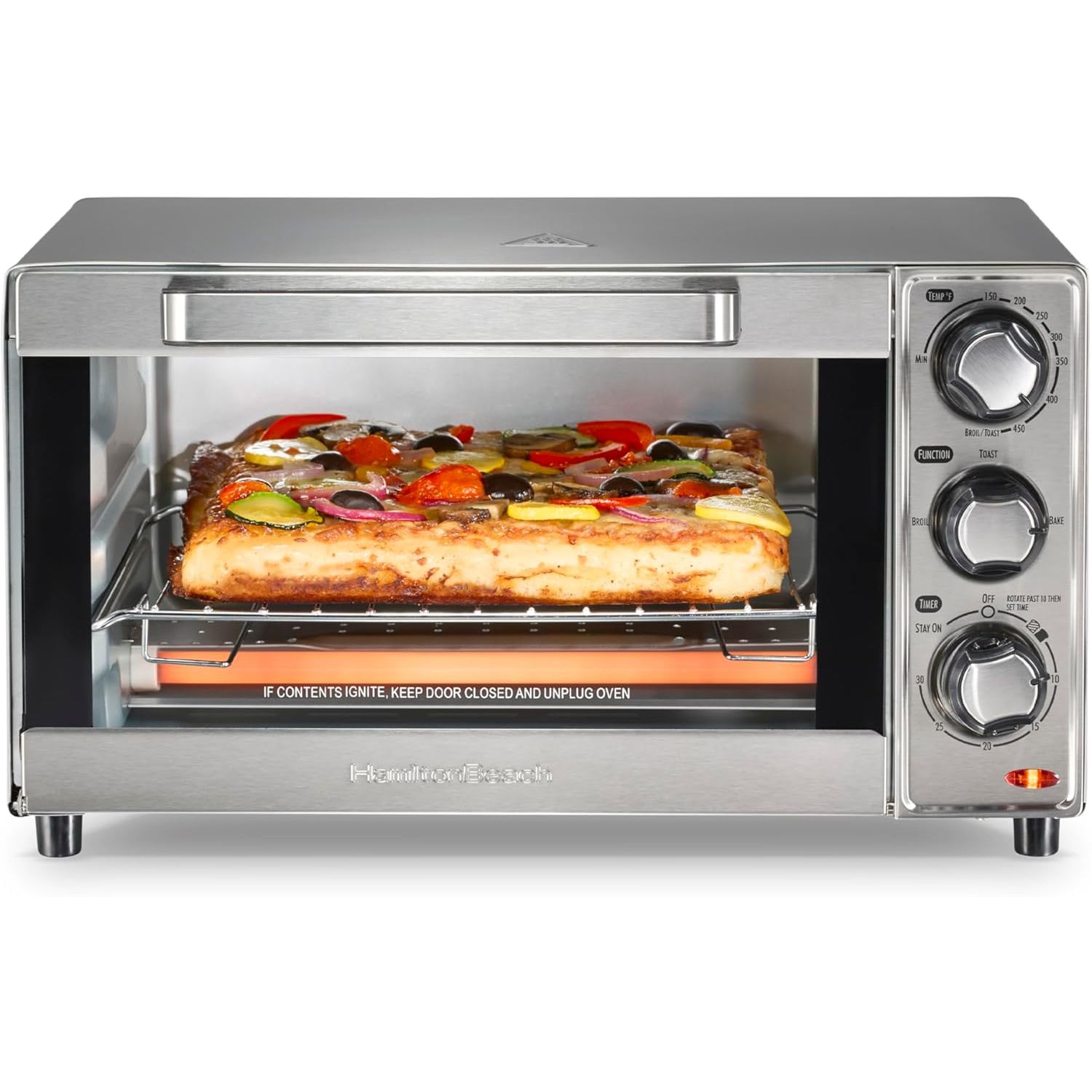 Hamilton Beach Countertop Toaster Oven & Pizza Maker Large 4-Slice Capacity, Stainless Steel (31401)