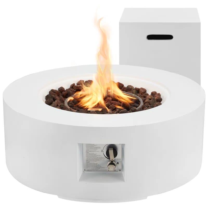 Round Magnesium Oxide Concrete Propane Smokeless Fire Pit with Lid