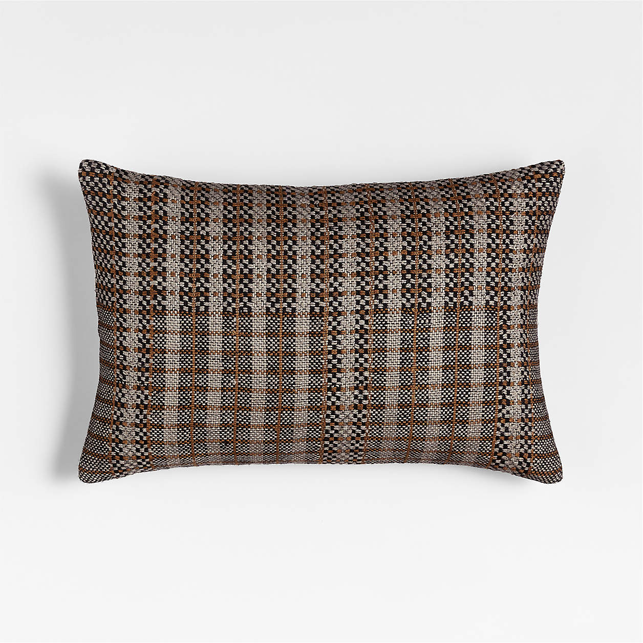 Katla Woven Linen Plaid 22"x15" Ink Black Throw Pillow with Down-Alternative Insert