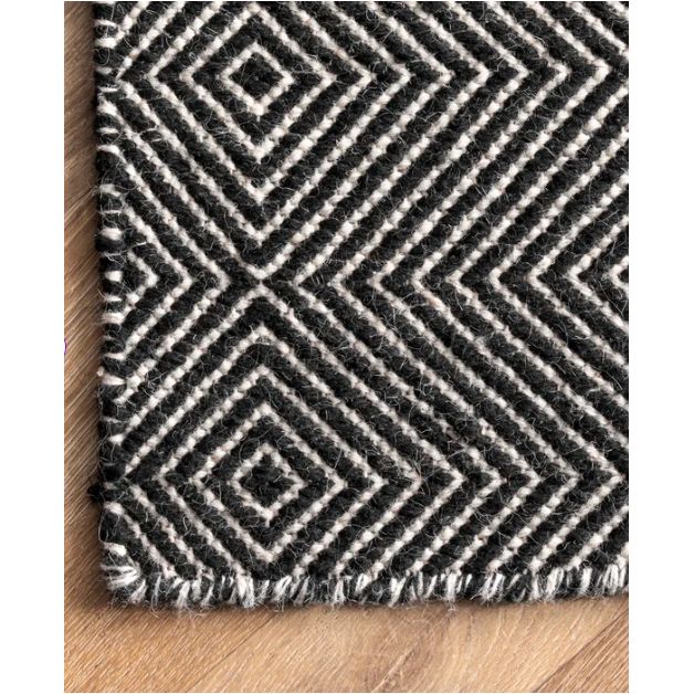 Geometric Wool Area Rug For Living Room Bedroom Dining Room Kitchen Blackivory
