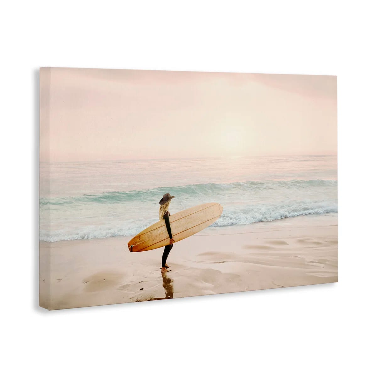 Surfer Cowgirl on Beach Canvas Wall Art by Sisi and Seb