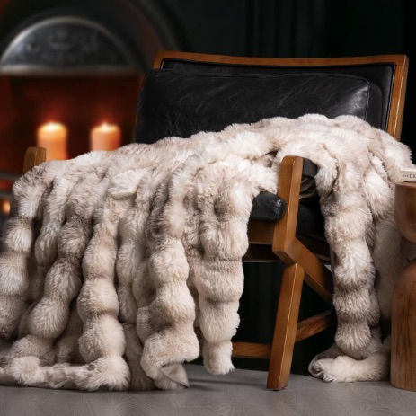 Ridgeline Faux Rabbit Fur Throw Blanket