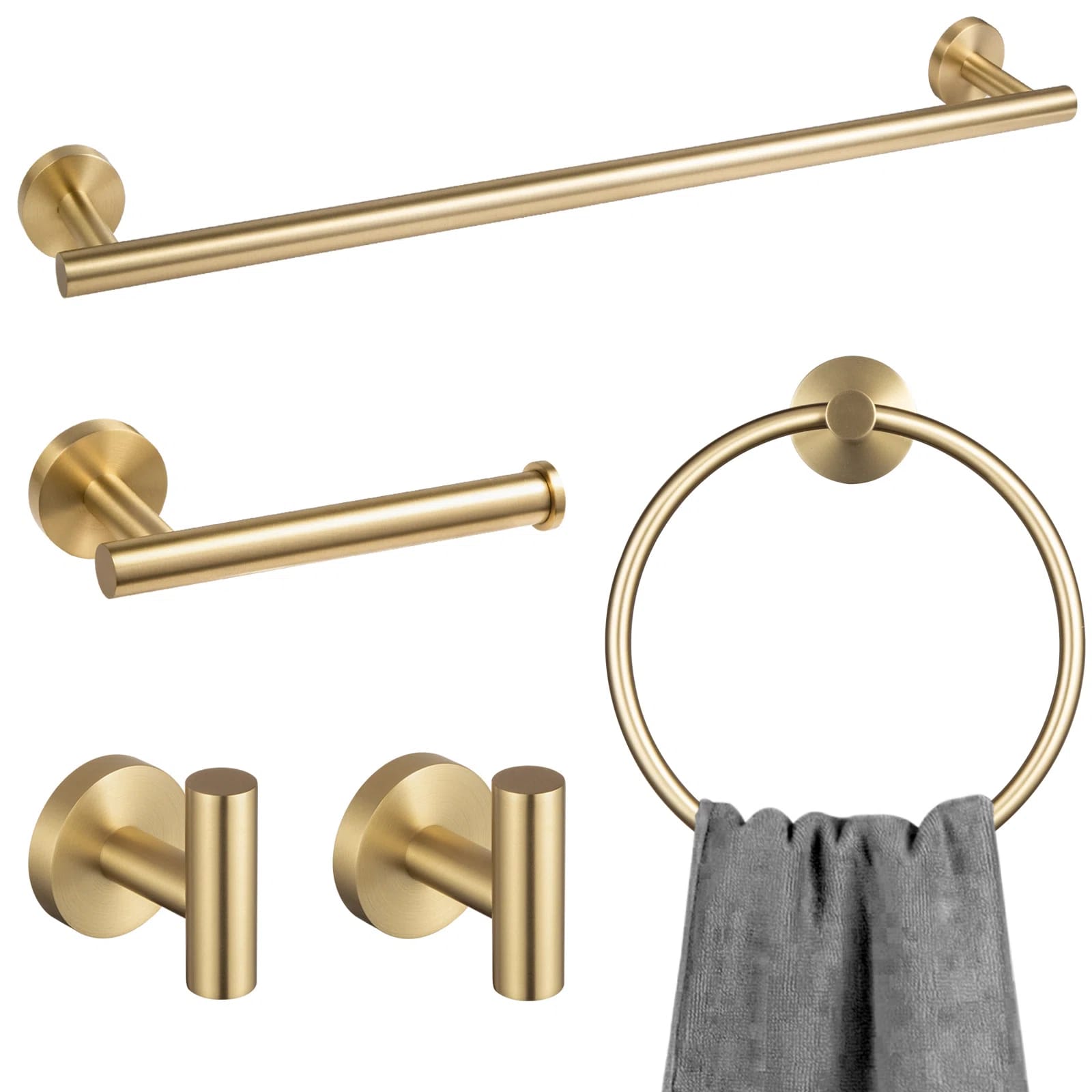 LAVA-US-HBL-R009-SG 5 - Piece Bathroom Hardware Set
