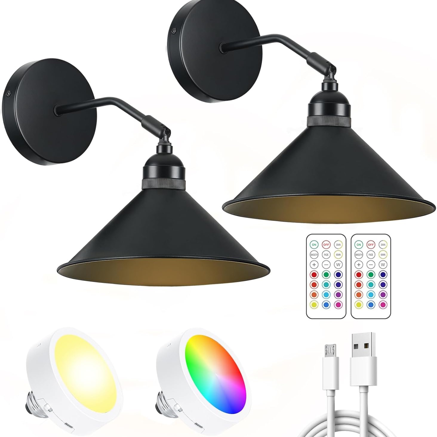 Rechargeable Battery Operated Wall Sconces Set Of 2