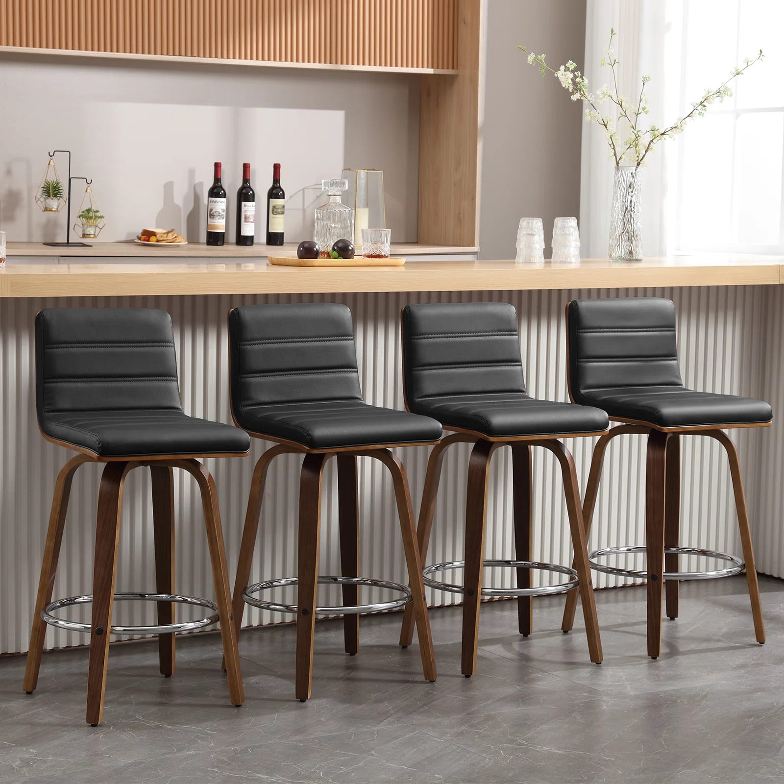 Upholstered Swivel Counter & Bar Stool (Set of 4)
