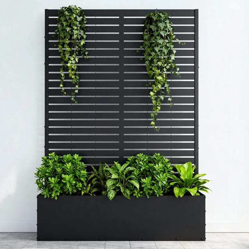 Metal Planter Box With Trellis
