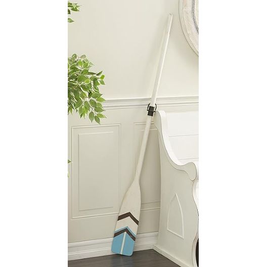 Deco 79 Wood Paddle Home Wall Decor Novelty Canoe Oar Wall Sculpture With Arrow And Stripe Patterns