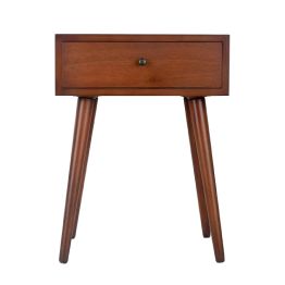 Decor Therapy Mid Century 1-drawer Wood Side Table, Light Walnut : Beauty & Personal Care