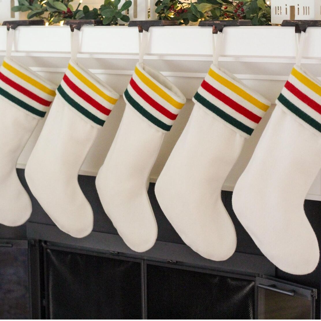 Cream Wool Christmas Stocking With