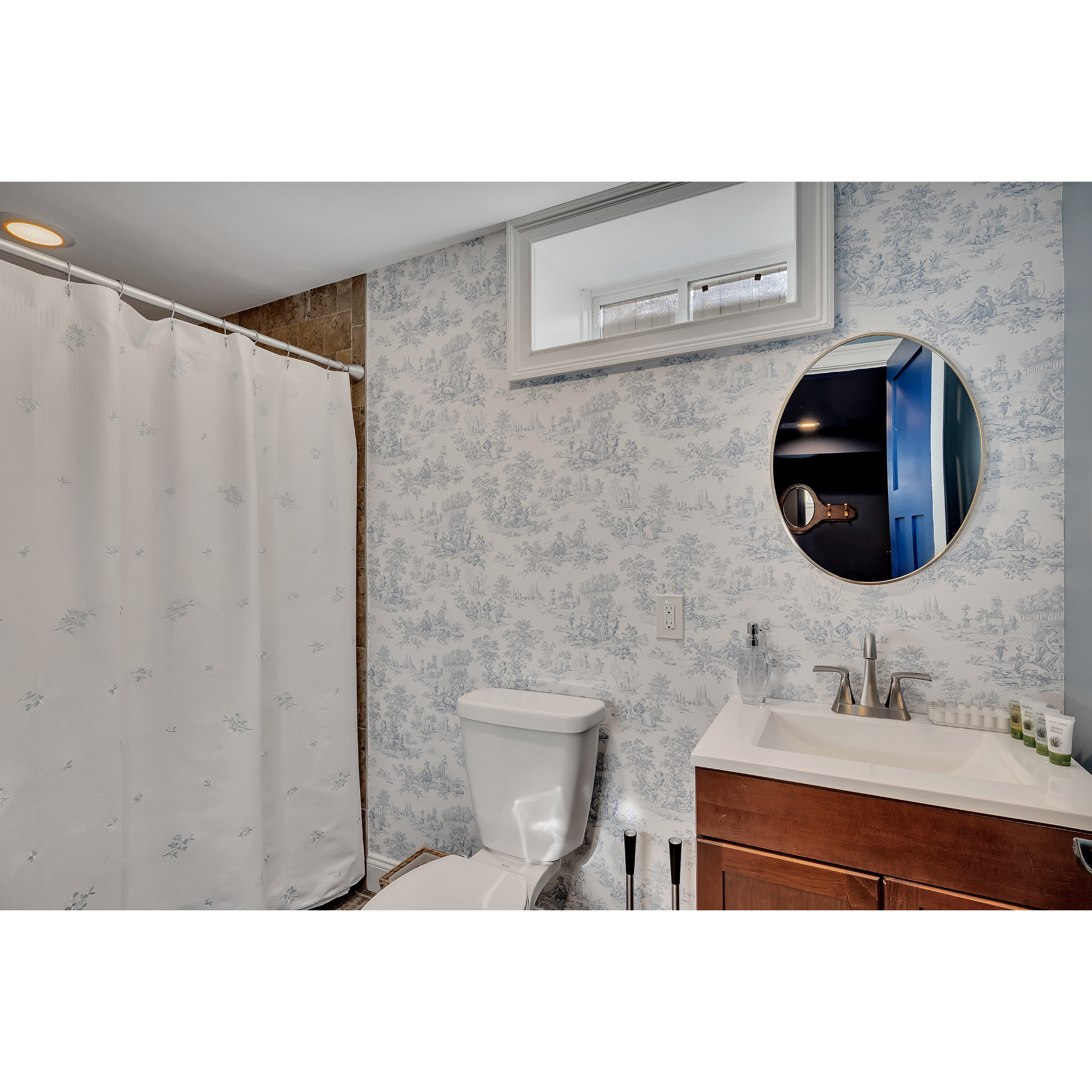 Blue Bell Chateau Toile Vinyl Peel and Stick Wallpaper