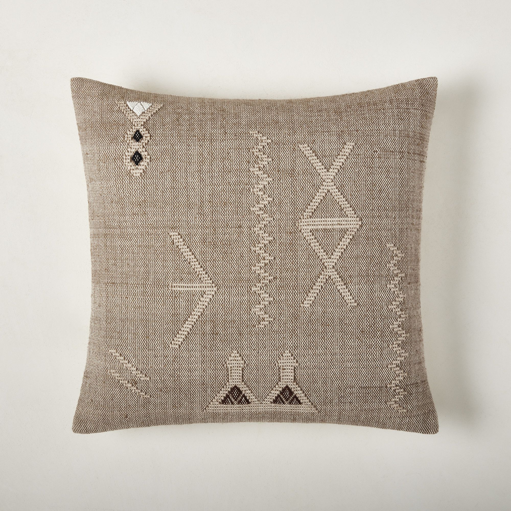Minimal Moroccan Woven Pillow Cover, 20"X20", Mocha