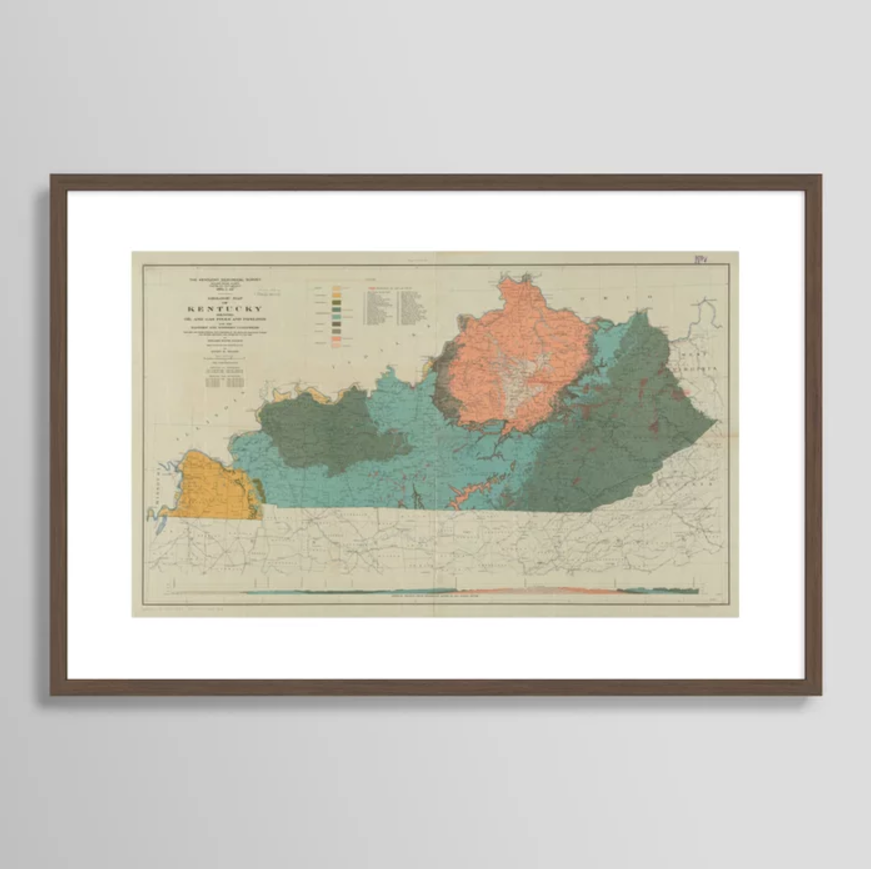 Vintage Geological Map of Kentucky (1920) Art Print