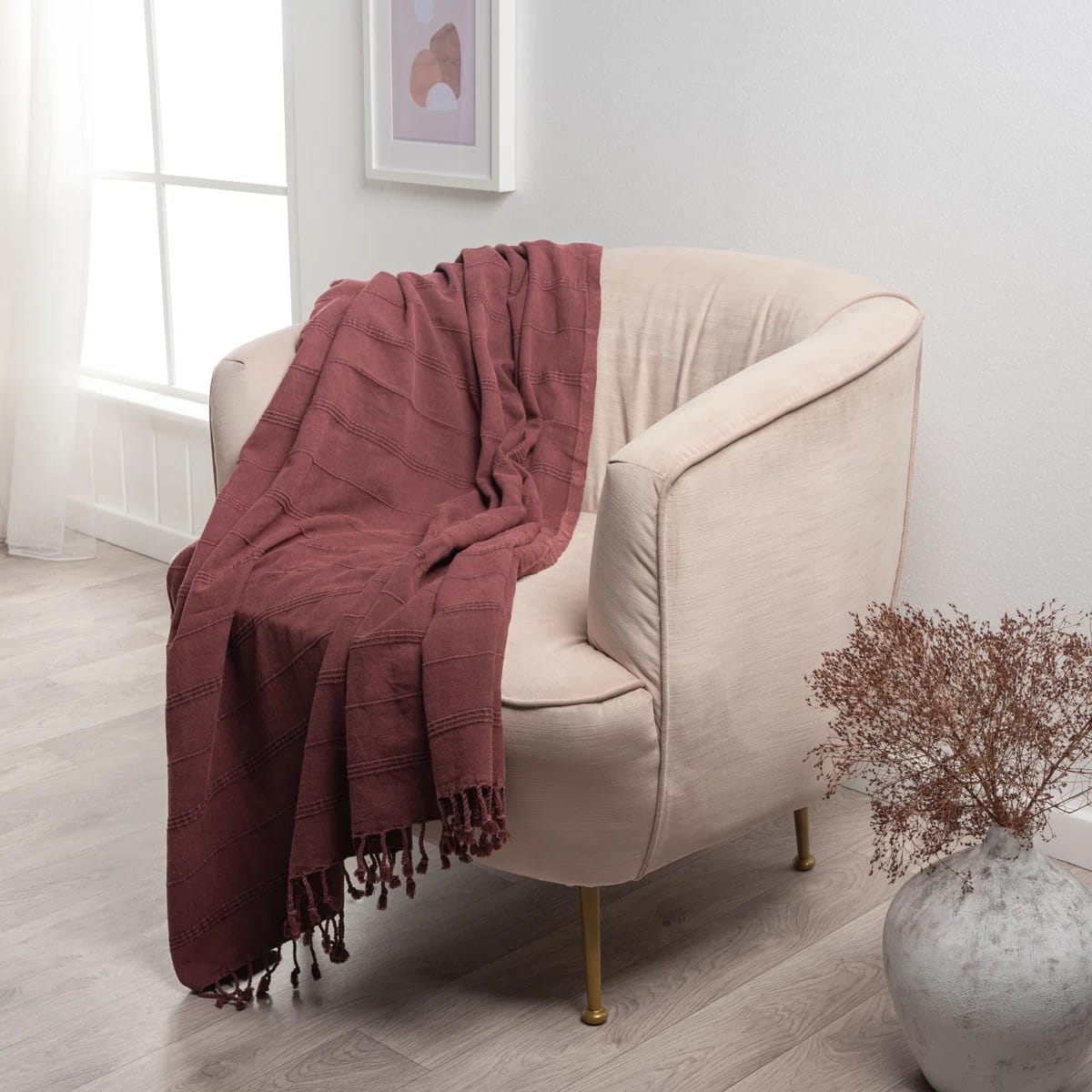 Dafina 100% Turkish Cotton Striped Throw