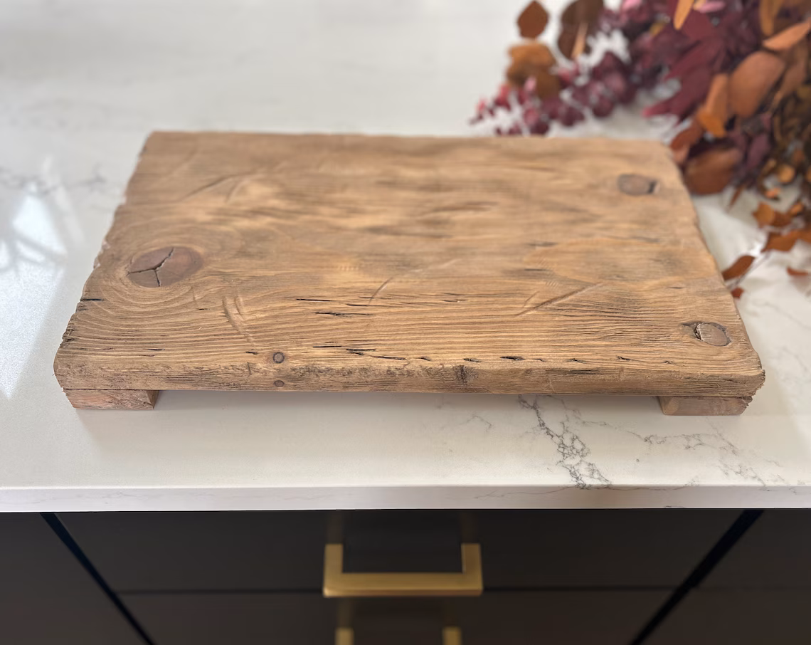 Countertop Tray, Rustic Trivet Riser, Plant Stand, Kitchen Decor Stand, Bathroom Counter Tray, Distressed Wood Tray