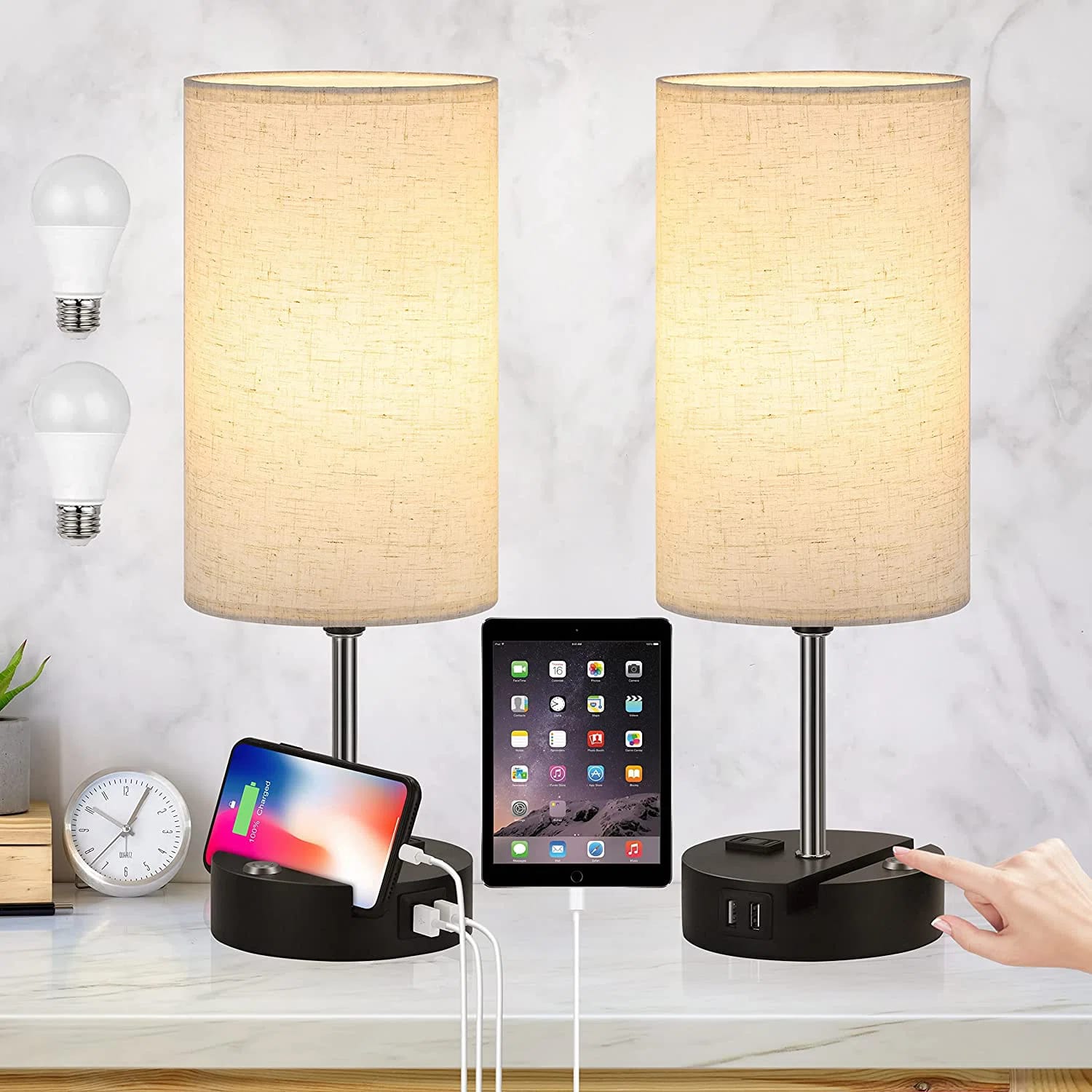 Omender Metal USB Table Lamp (Set of 2)