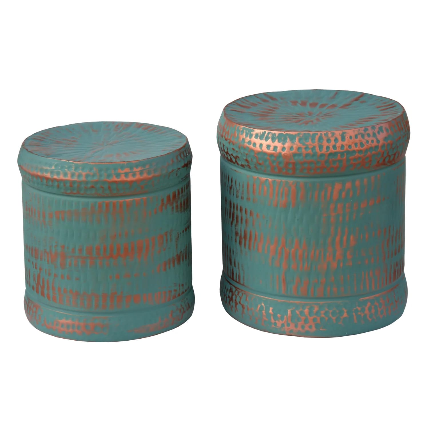 Jocelyn Iron Patina Stools, Blue