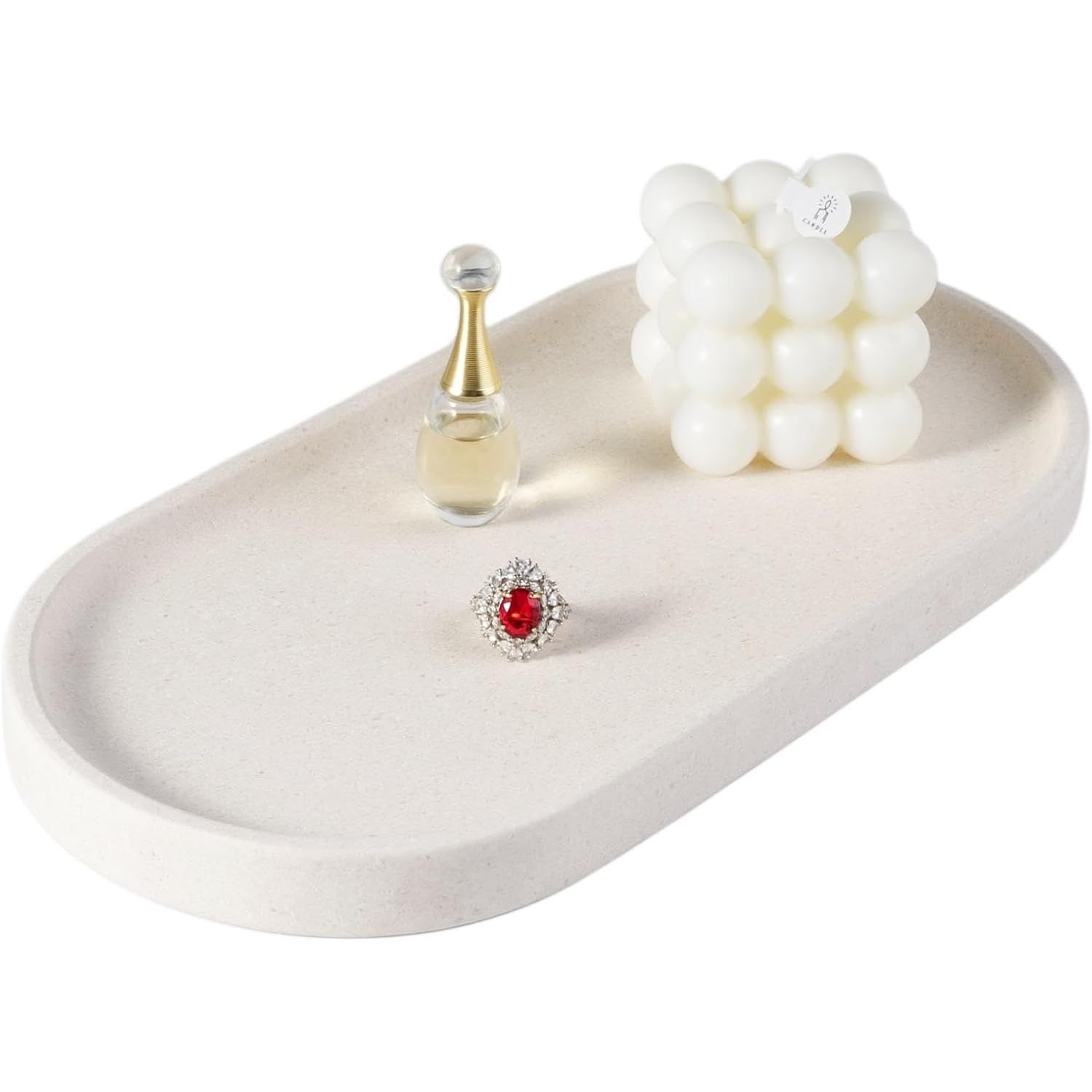 Koville Creamy White Marble Tray