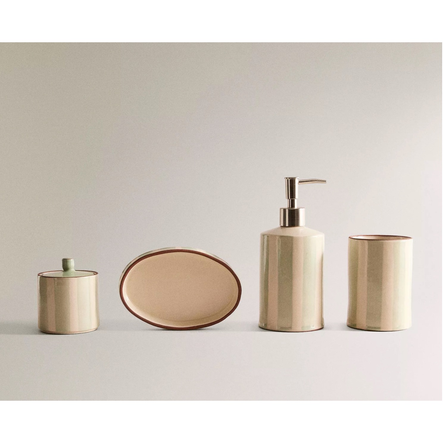 Striped Ceramic Bathroom Set