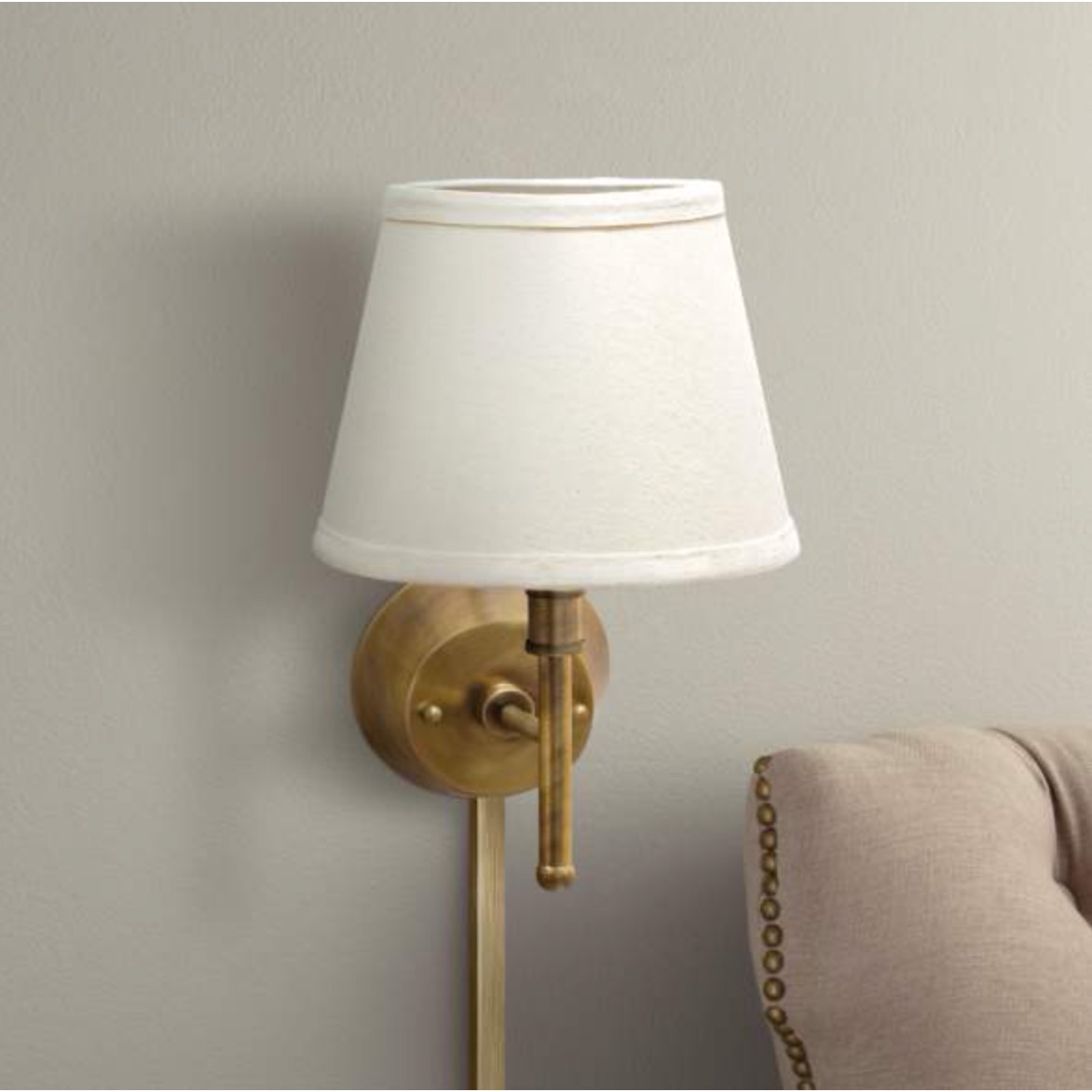 House of Troy Greensboro 13" High Antique Brass Plug-In Wall Lamp 