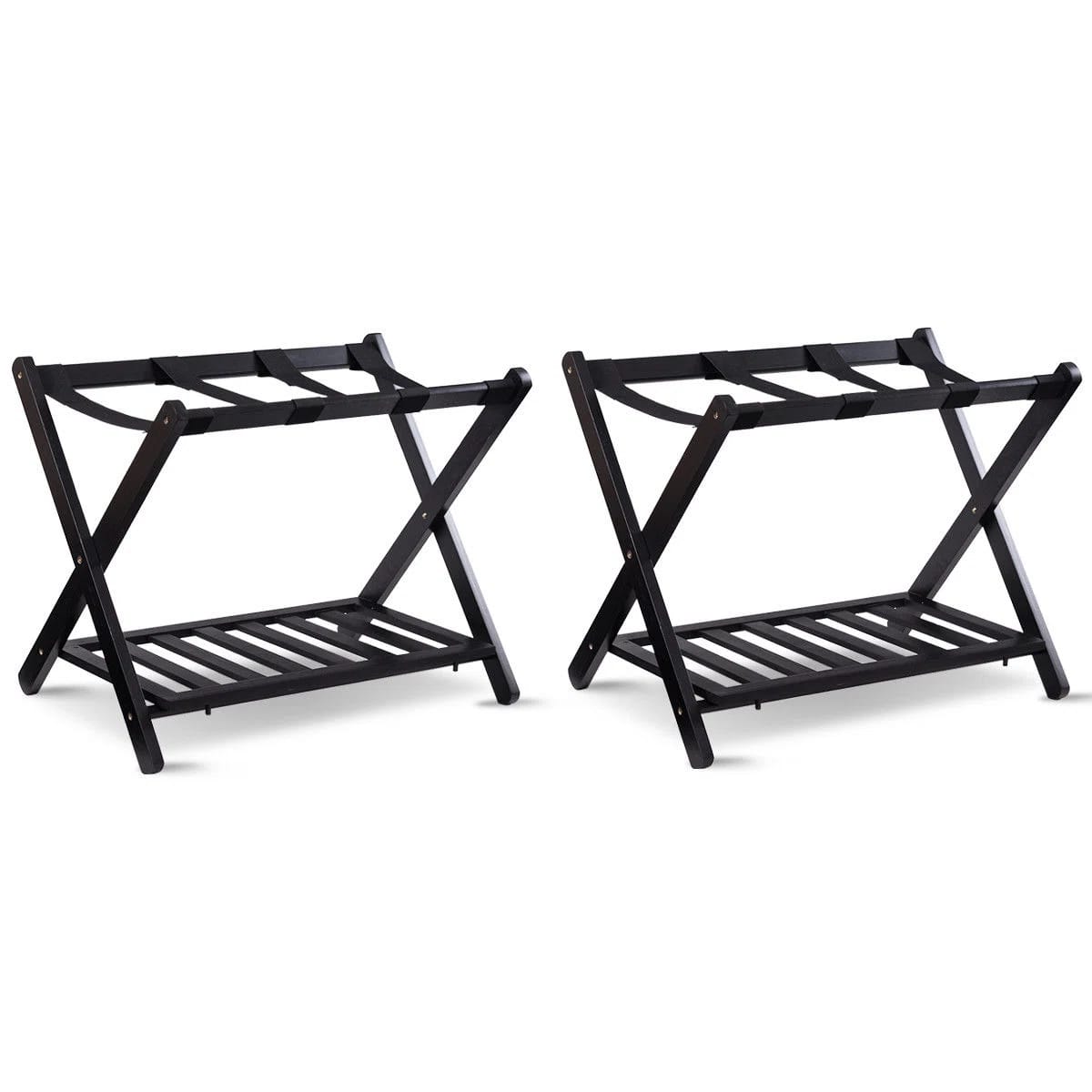 Folding Luggage Rack With Shelf Travel Suitcase (Set Of 2)