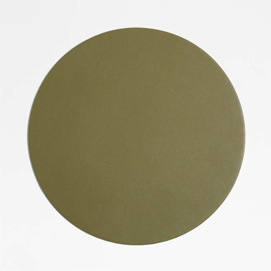 Rizzo Easy Care Faux Leather Reversible Desert Green and Light Brown Round Placemat