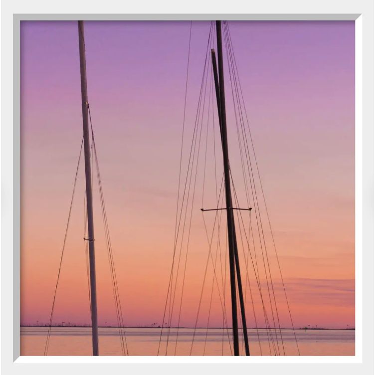 Sailboat Masts Sunset Photo Ocean