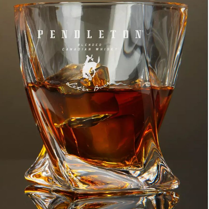 Custom Engraved Pendleton Blended Canadian Whisky Glass – 10 Oz Twisted Rocks Gl