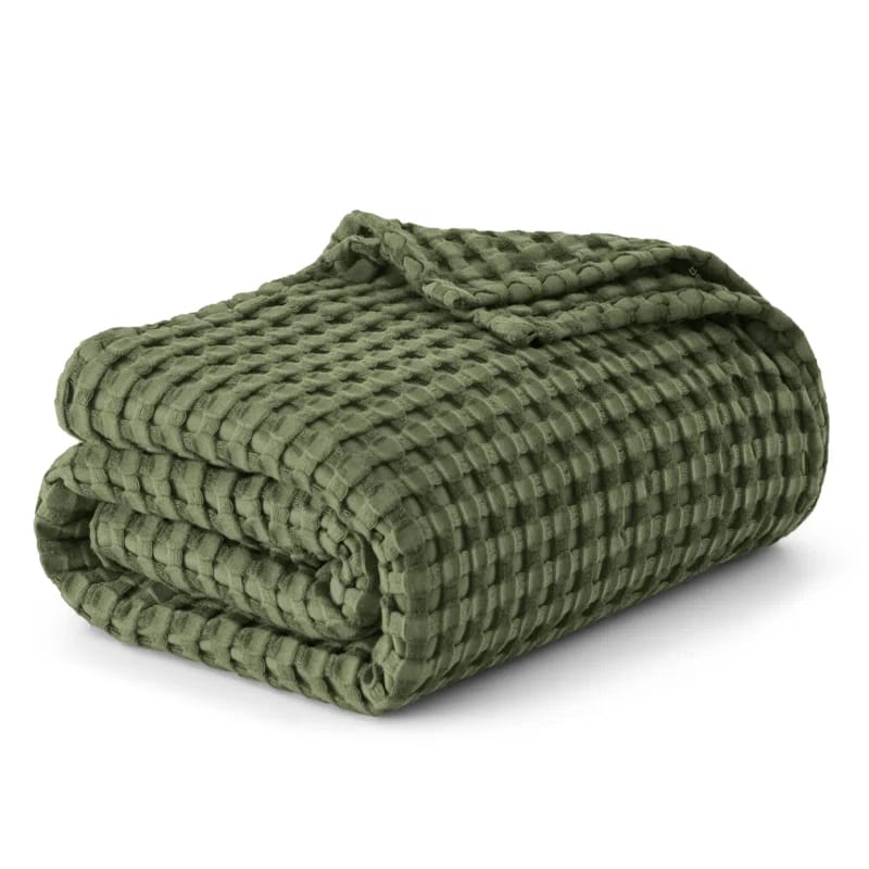 Elegant Cotton & Rayon Waffle Blanket