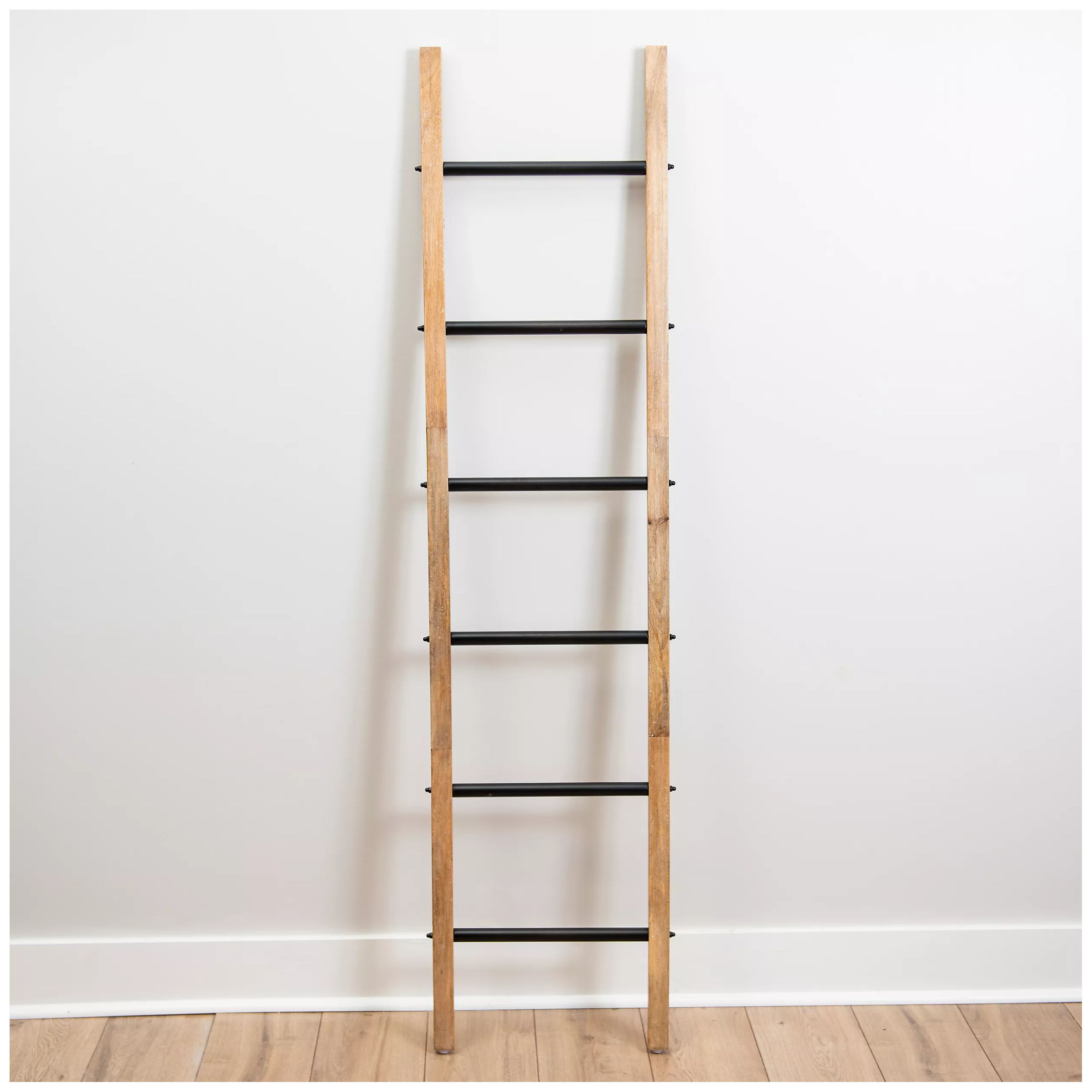 Natural Wood And Black Metal Ladder | Kirklands Home